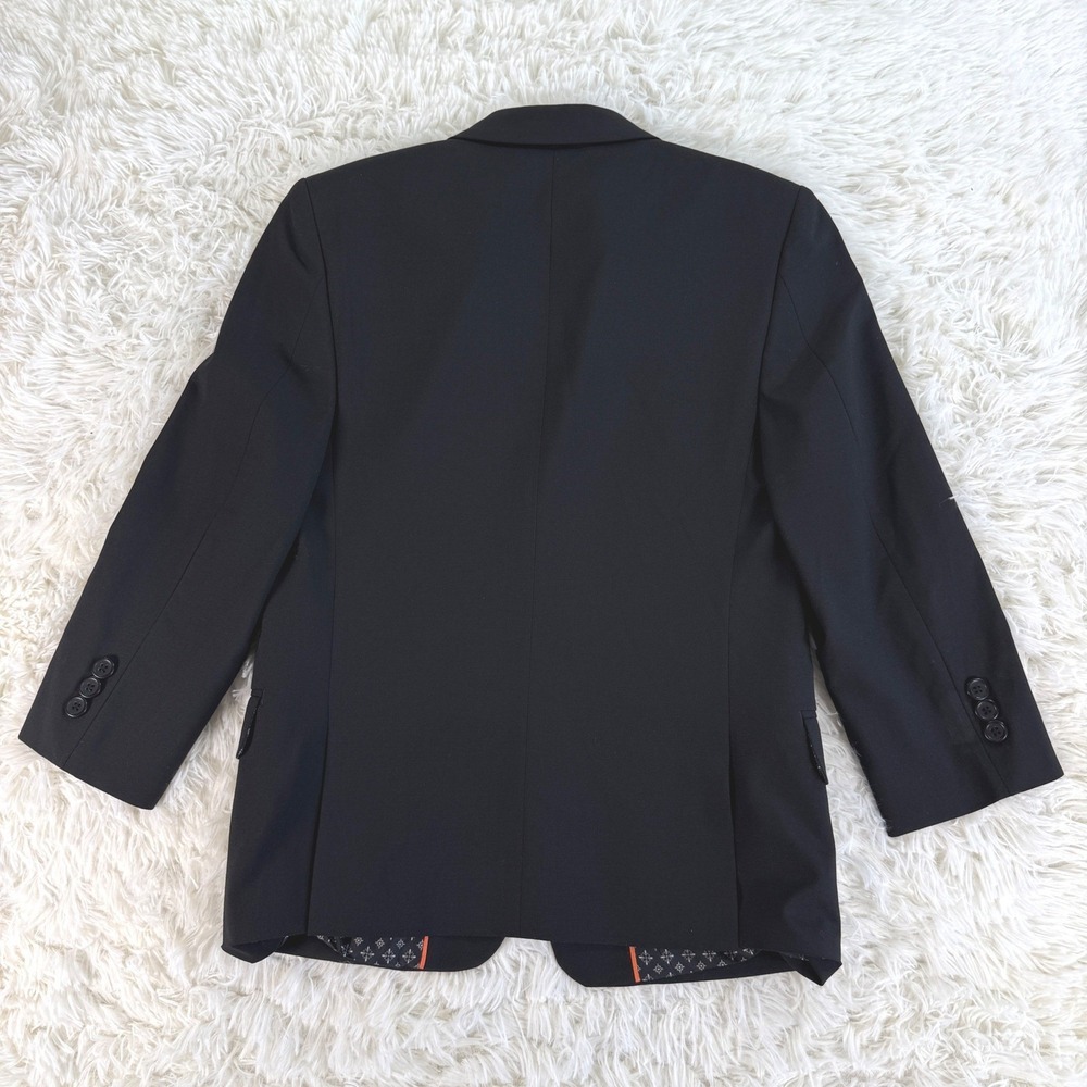 Tallia Boys Black Wool Blend Two Button Suit Jacket Blazer 14R Preppy Dressy - Picture 3 of 10